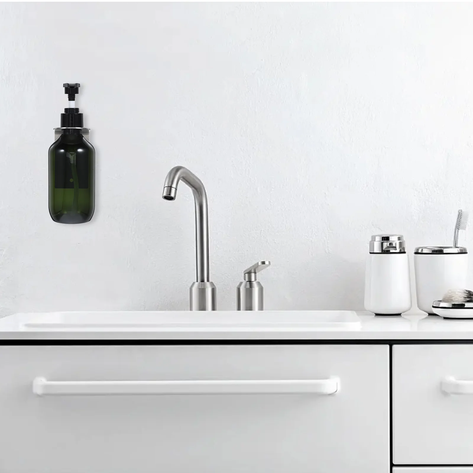 

304 Stainless Steel Wall Mounted Soap Dispenser Refillable Shampoo Hand Soap Lotion Pump for Bathroom Kitchen Laundry