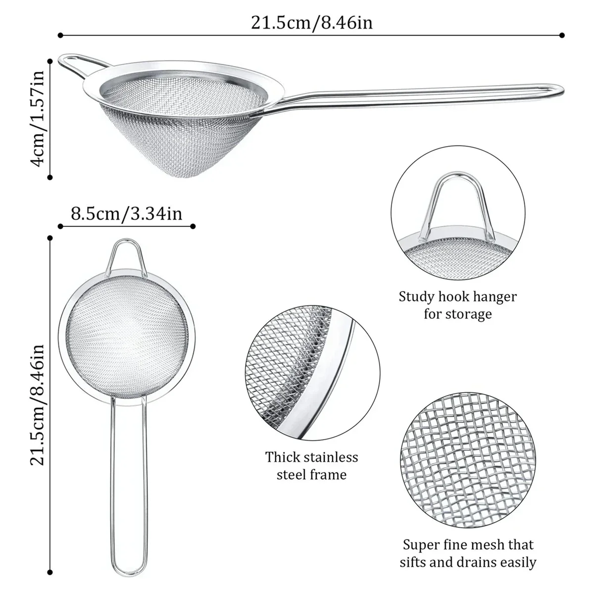 304 Stainless Steel Cocktail Filter Strainer Spoon Bar Tools for Beer, Juice, Coffee, Oil