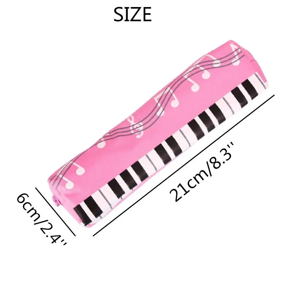 Student Pencil Case Creative Musical Note Piano Pen Bag Square Single Layer Oxford Cloth Stationery Storage Pouch for Girls Boys