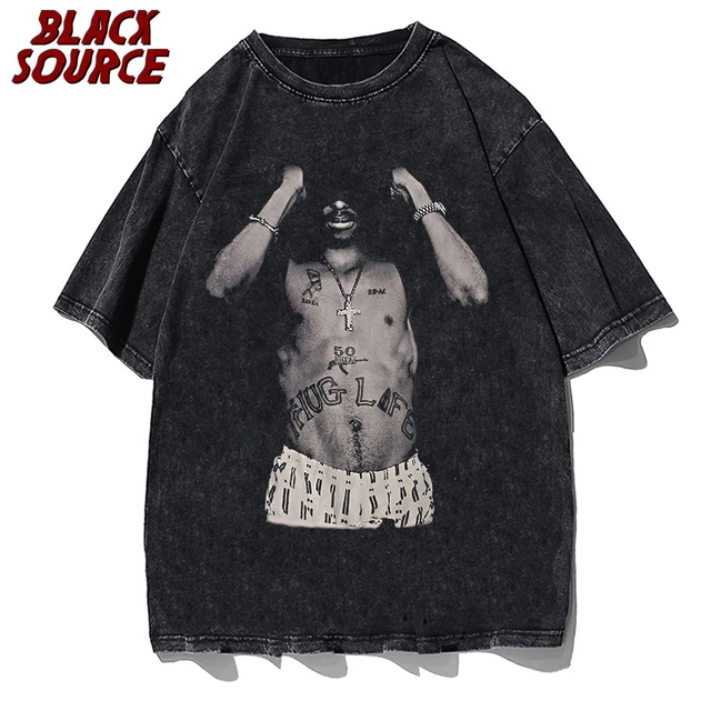 2pac Hip Hop T shirt Men s Cotton O neck Rapper Tee Vintage Streetwear