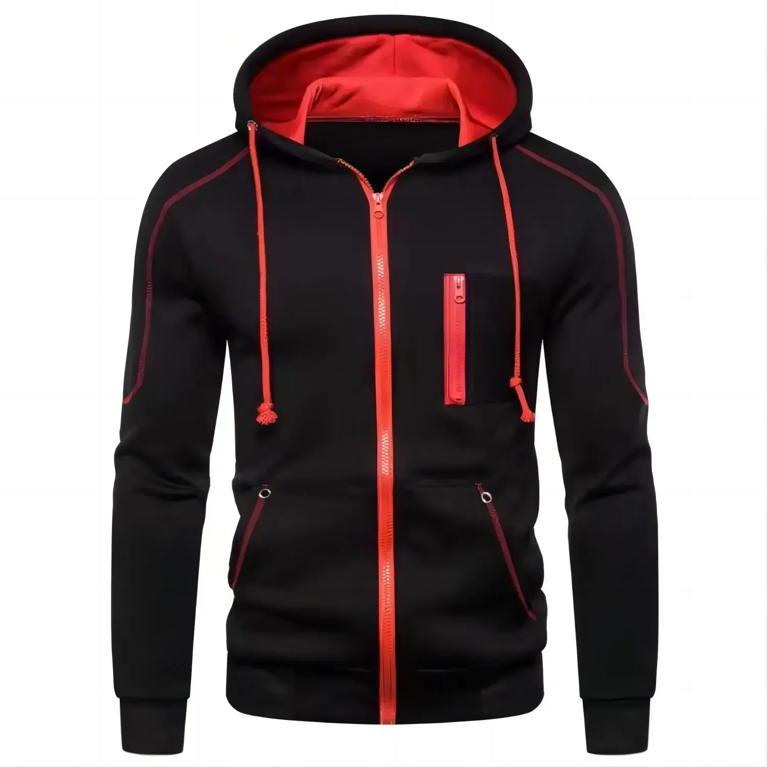 Novo moletom com capuz masculino streetwear manga longa moletom com zíper pulôver com capuz masculino roupas esportivas streetwear