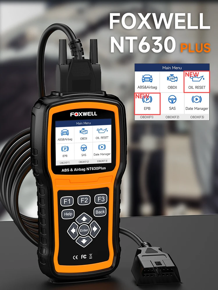 FOXWELL NT630 Plus OBD2 Autodiagnosetools Bidirektionaler Test SRS ABS Blutungen SAS Öl EPB Reset OBD2 Automotive Scanner