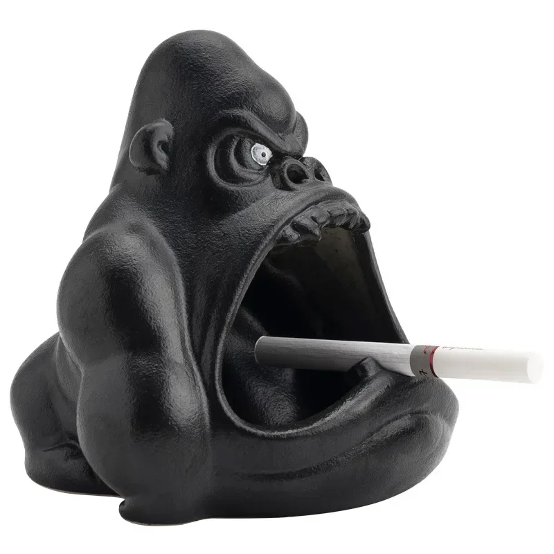 

Creative Ceramics Gorilla Figurine Ashtray Decorative Pottery King Kong Ash Receiver Smoking Utensil Ornament Craft Accessories