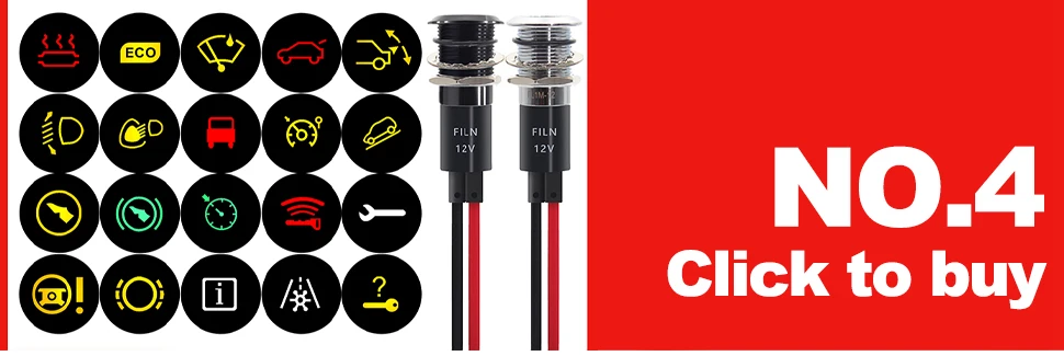 FILM 12V 24V Symbol Pilot Led Licht Metall Anzeige 8mm 10mm 12mm 14mm 16mm Auto Dashboard Lkw Dash Bau Marine – Detail 4