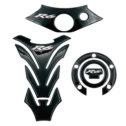 Motorcycle 3D Carbon Fiber Look Tank Pad Protector Decals Steering Bracket Cover Decal Sticker For Yamaha YZF R6 YZFR6 1998-2002
