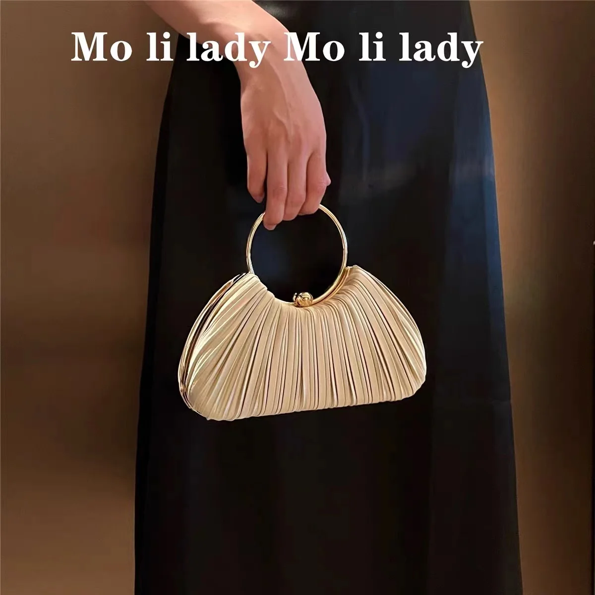 High Quality Pleated Satin Women Handbag Luxury Fashion Evening Bag Wedding Party Clutch Purse Female Shoulder Crossbody Bag