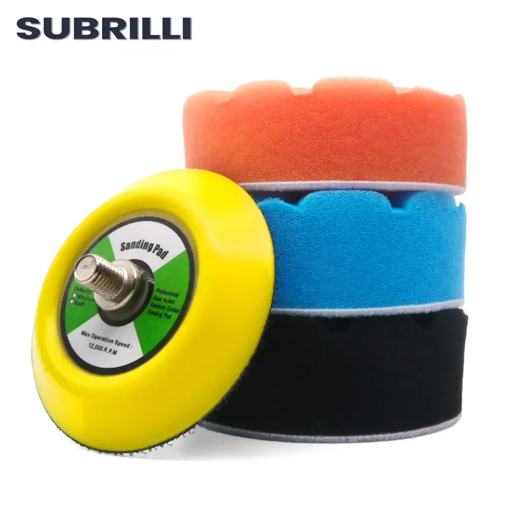 

SUBRILLI 3 Inch Car Polishing Pad Sponge Buffing Waxing Clean Wheel Self-Adhesive Scratches Car Repair With Backer Pad