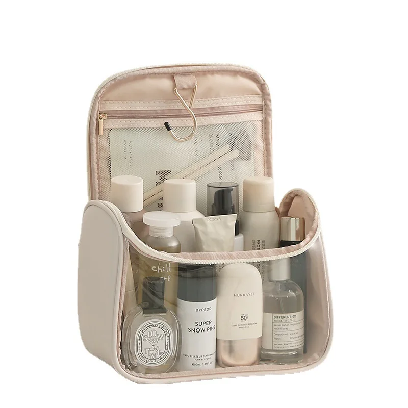 Trousse de maquillage transparente pour femmes, sac de voyage suspendu de grande capacité, organisateur de cosmétiques de toilette étanche à fermeture éclair