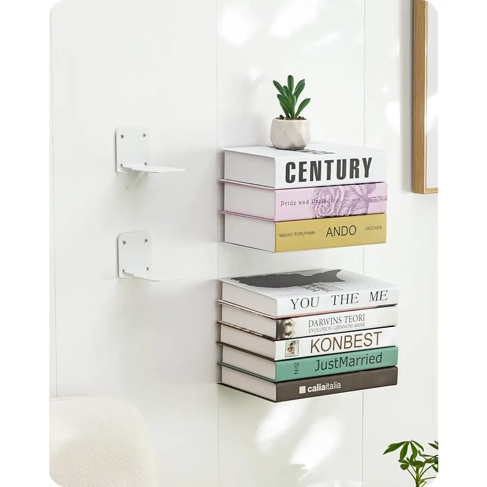 

Invisible Floating Bookshelves, Set Of 4 Concealed Drilling Mounted Bookshelves, Heavy-Duty Metal Book Organizers For Bedroom