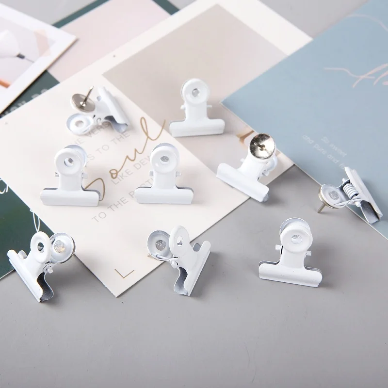 20pcs/Box Push Pins Stylish Thumb Tacks with Binder Clips Thumbtack Metal Nail Clip 22mm Rose Gold Note Clip Word Binding Clip