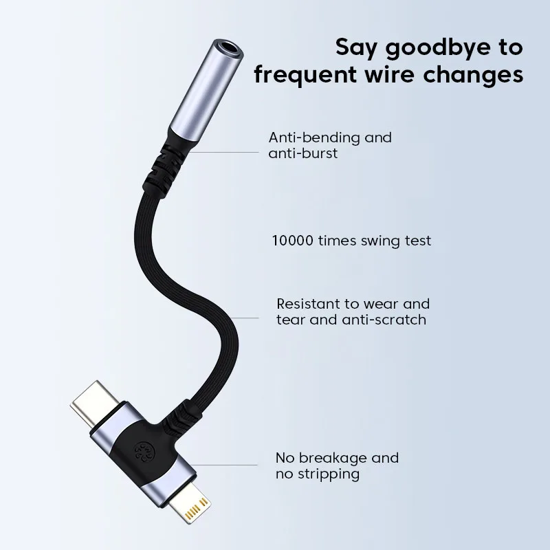 2 in 1 Audio Adapter For iPhone 14 13 12 Plus X XS Max XR Splitter Earphone Converter Type C To 3.5mm Jack Headphone Connector