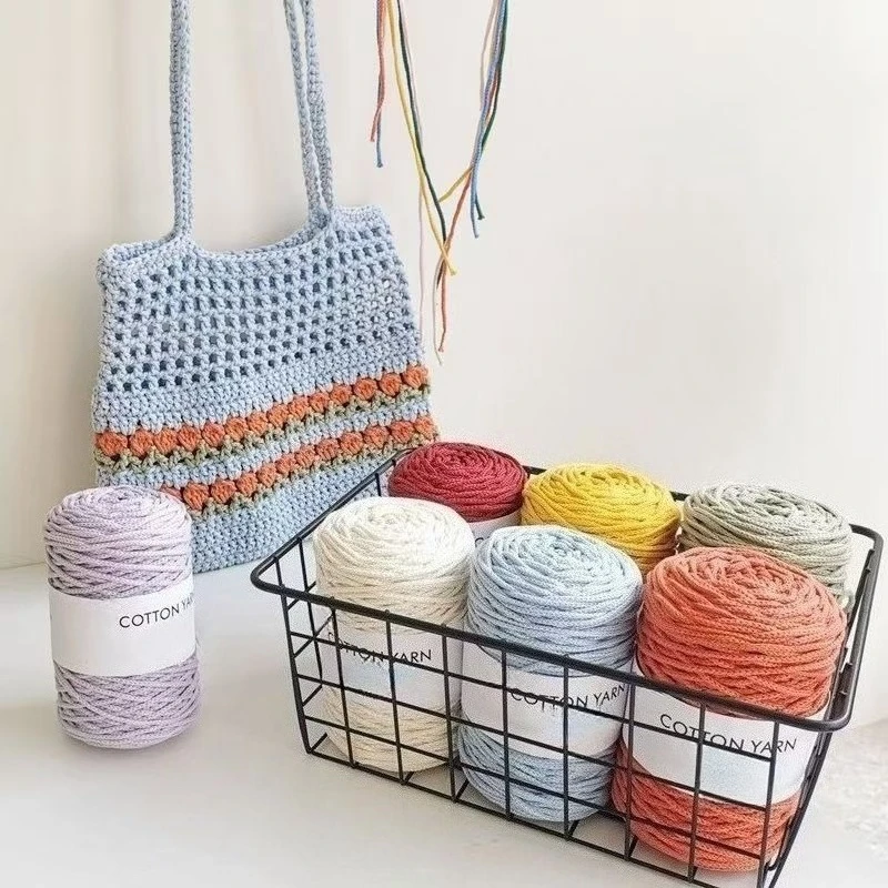 200g Round Strand Cotton Yarn, 100% Pure Cotton Rope Core Yarn, Hand Woven DIY Cushion, Bag, Tapestry, Cotton Yarn 3mm
