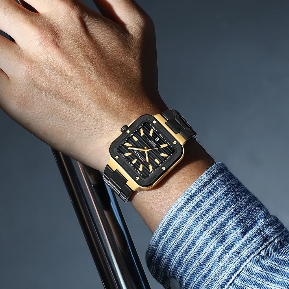 CURREN メンズ防水時計 - 特大日付表示付き大型ダイヤル時計ファッションビジネスカジュアルクォーツ時計