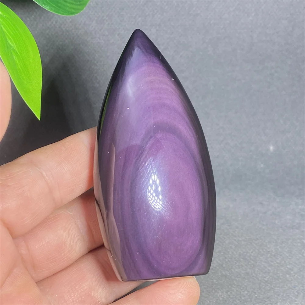 

Natural Rainbow Obsidian Cat's Eye Crystal Ornaments High Quality Colorful Gemstones Home Decoration (Needs To Be In The Light)