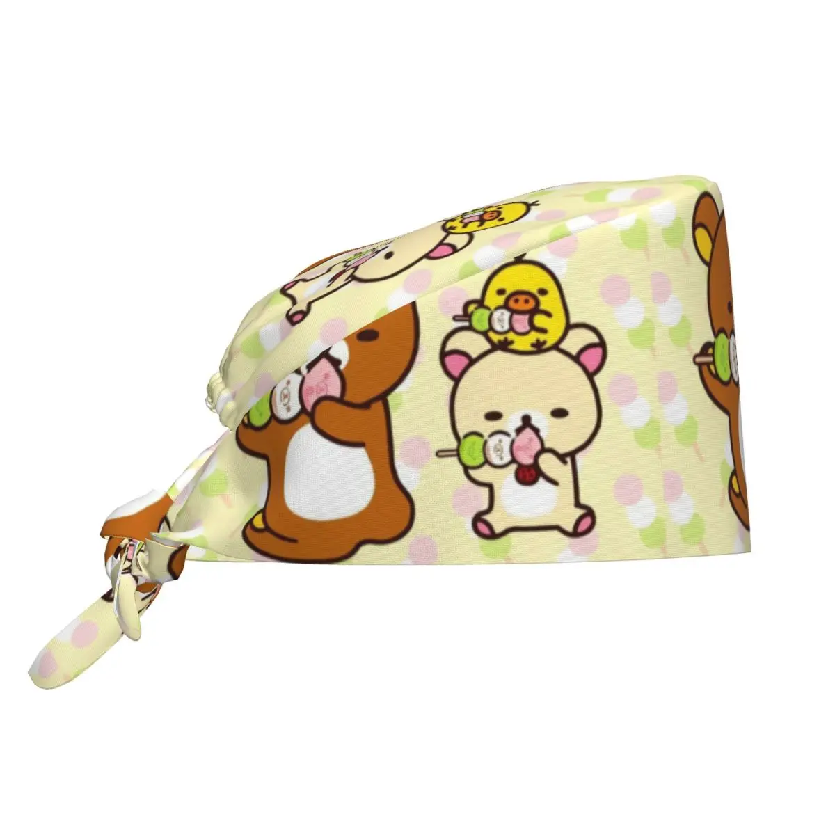 Scrub Caps Cute Bear Rilakkuma Nurse Hat For Unisex Women Tie Back Working Cap Breathable Custom Medical Cap