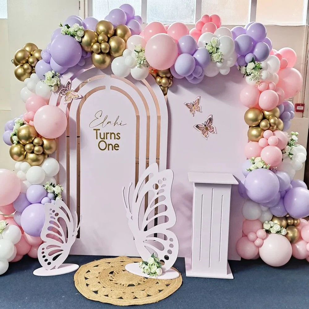 172pcs purple，pink，white，gold latex balloon arch set for birthdays，weddings，gender reveal，bachelorette party，family reunion