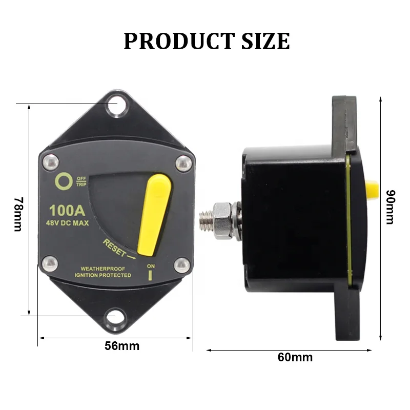 Disyuntor fusible de recuperación de audio, sistema solar de montaje en superficie de CC, 50A, 60A, 100A, 150A, 200A, 300A, 48V