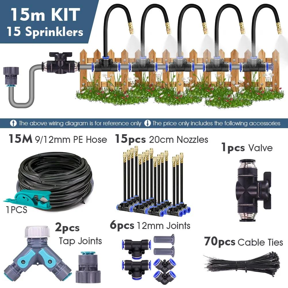 20-5M 3/8 "9/12Mm Vernevelingskoelsysteem 360 ° Vrij-Buig Messing Mondstuk Verstelbare Verstuiver Sproeier Tuin Irrigatie 80Mesh Filter