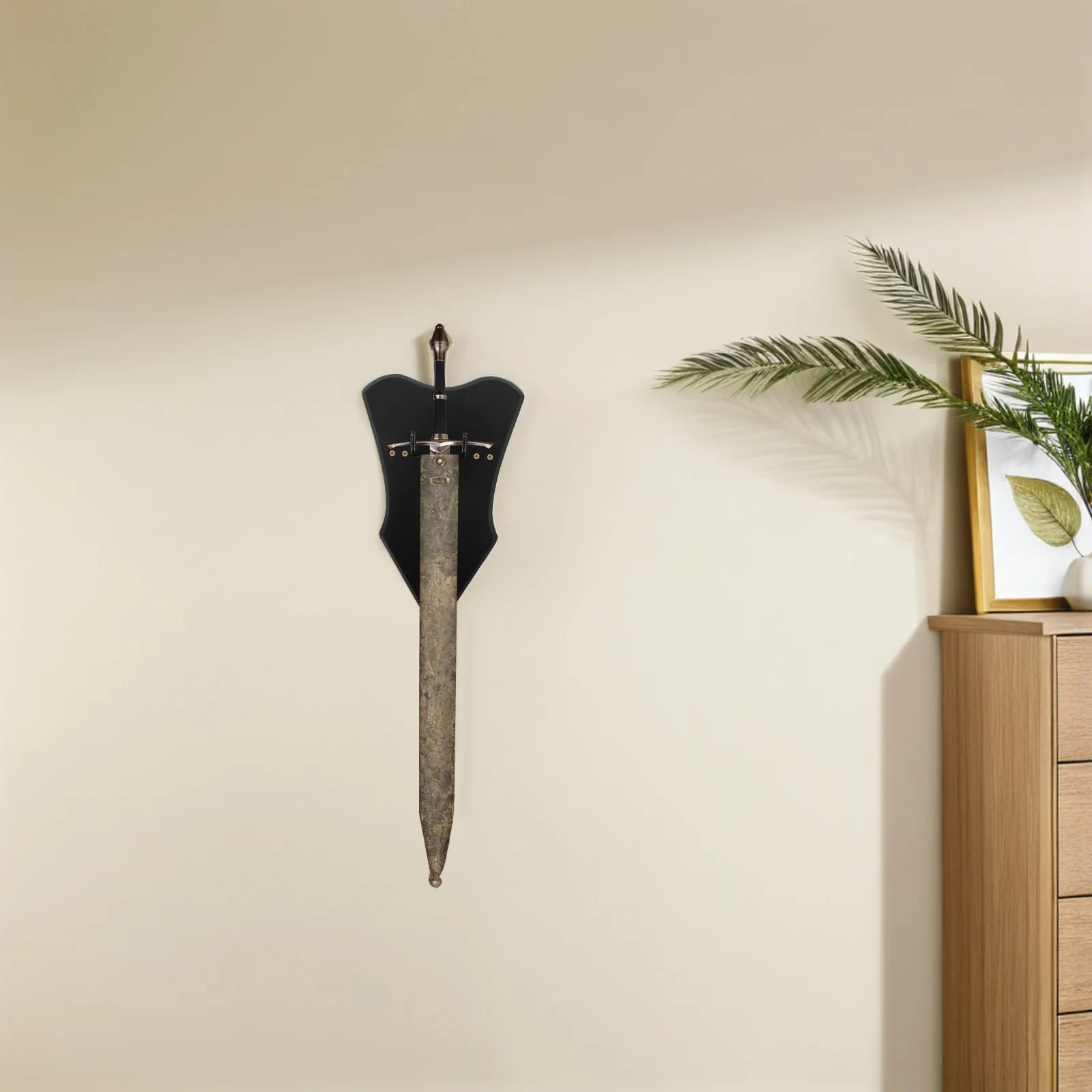 Wall Mount Wood Rack Elegant Heavy Duty Display Holder Vertical Hanger for Medieval Martial Art Blade