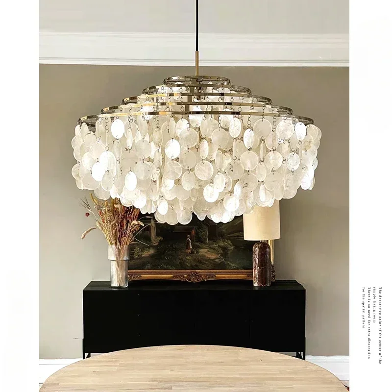 

Living room chandelier dining room modern simple natural shell creative wind chimes