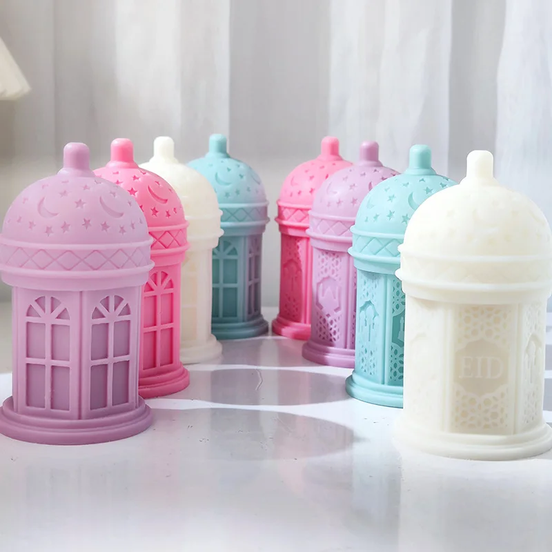 Moon Star Arabic Architectural Dome Column Silicone Mold 3D Ornament Festival Candle Gypsum Decoration Mold