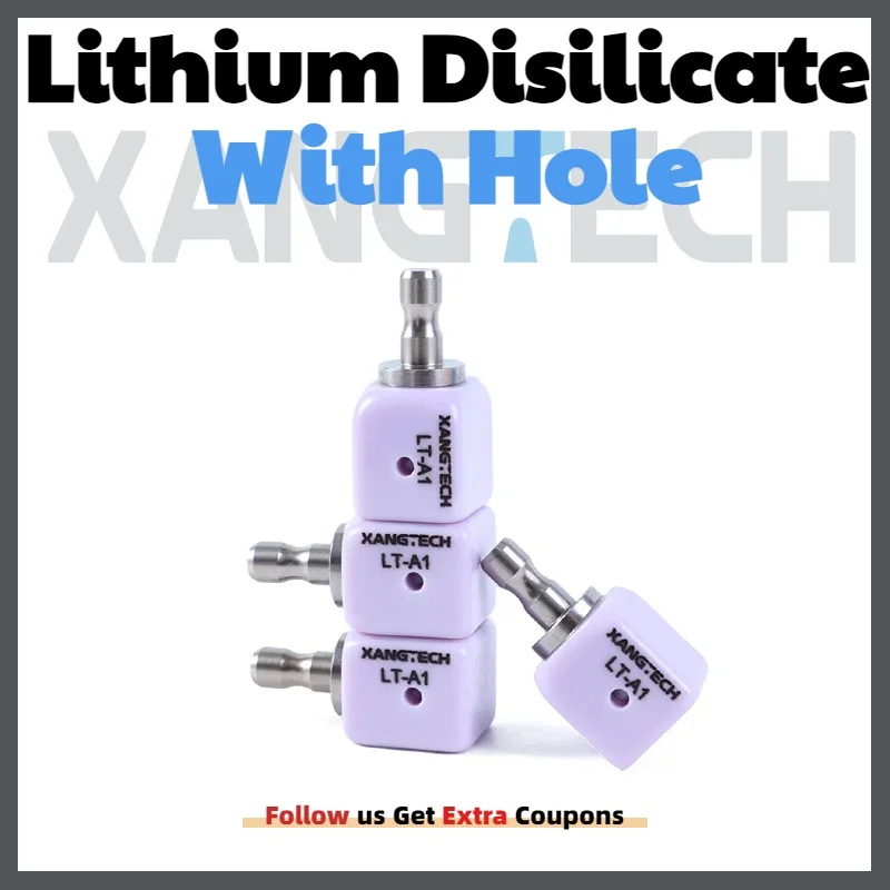 

XANGTECH With Hole 4Pcs A16 Dental Implant Lithium Disilicate Glass Ceramic Blocks HT/LT for CAD CAM Porcelain Veneers