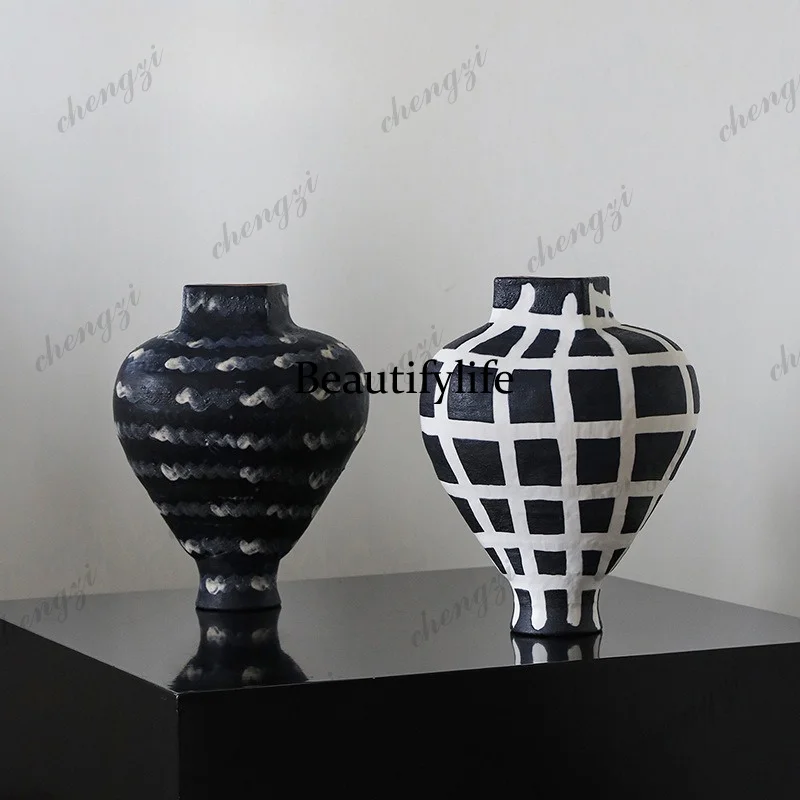 Dadan Ceramic Genuine Vase Silver Craft Ornament Jingdezhen Porcelain Design Sense Handmade Flowers Light Luxury