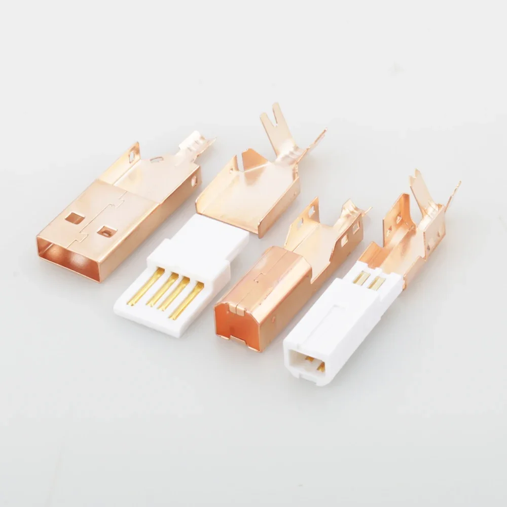 موصل USB مطلي بالذهب الوردي عالي الجودة A B نوع A-B التوصيل لكابل USB DIY