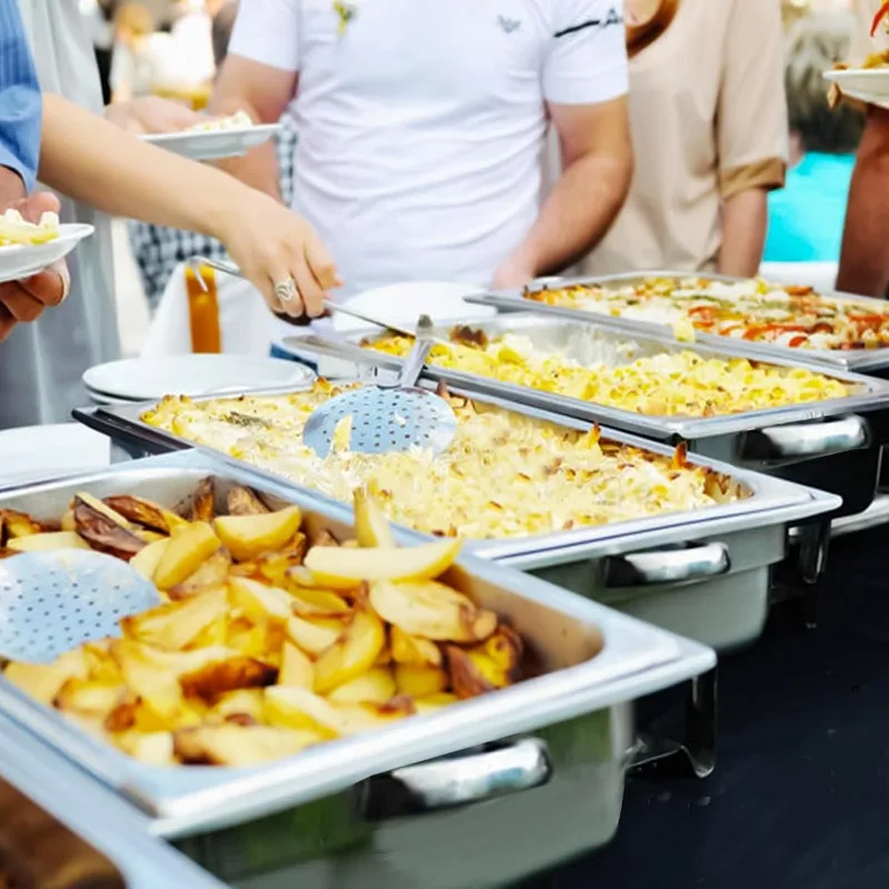 12 Pack Stainless Steel Chafing Dishes 8 Quart Full Size Chafing Dish Buffet Set Silver Rectangular Catering Chafer Warmer