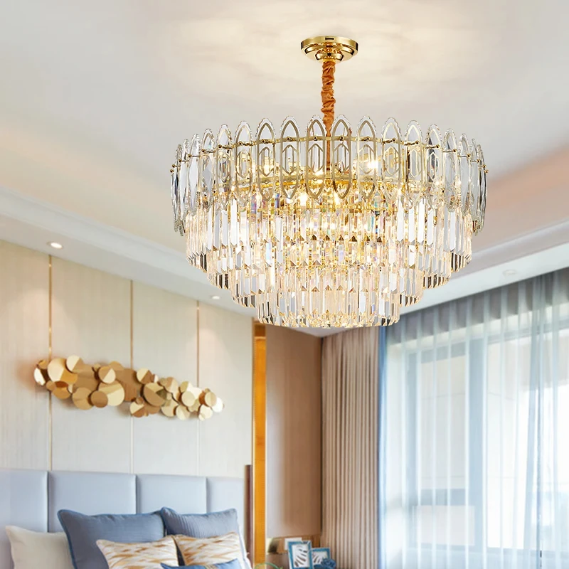 

Scandinavian LED crystal chandelier gold luxury lighting restaurant living room bedroom kitchen island light