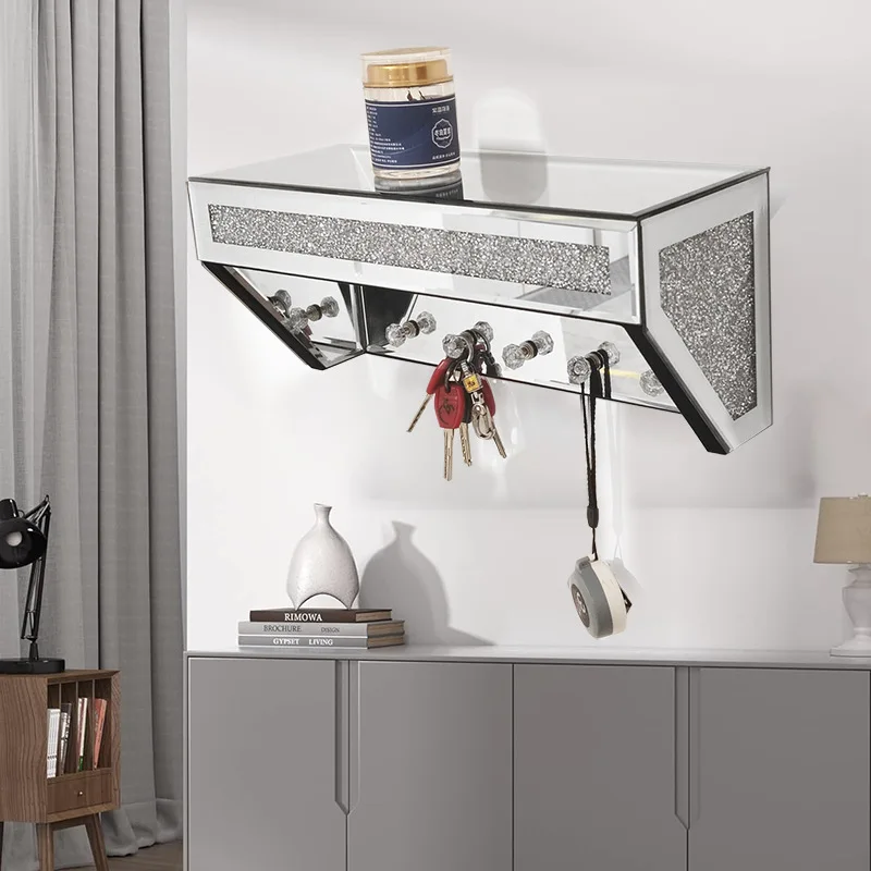 

Storage rack Multifunctional wall-mounted items Storage keychain Crystal hook Broken diamond Mirror porch decoration