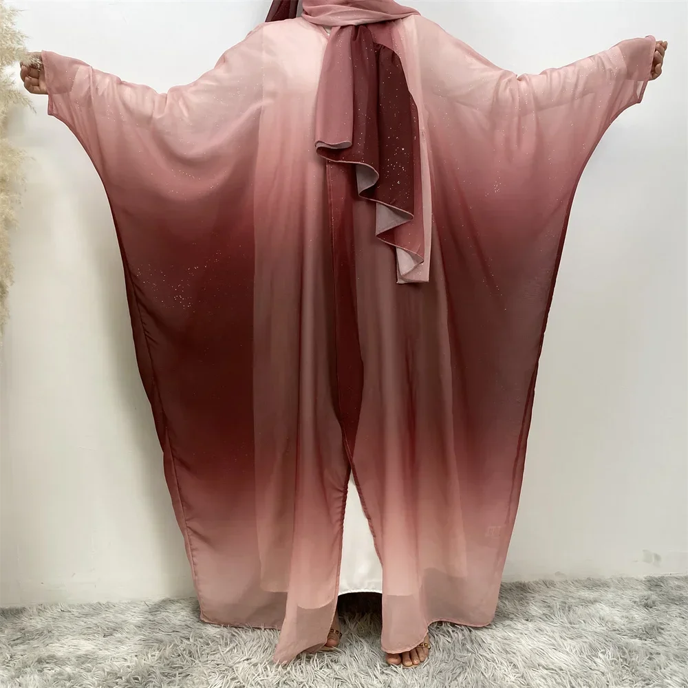 Khimar Chiffon Kimono Musulmano Hijab Abito Modesto Abaya Dubai Set di Lusso Turchia Islam Abaya Per Le Donne Caftano Robe Femme Musulmane