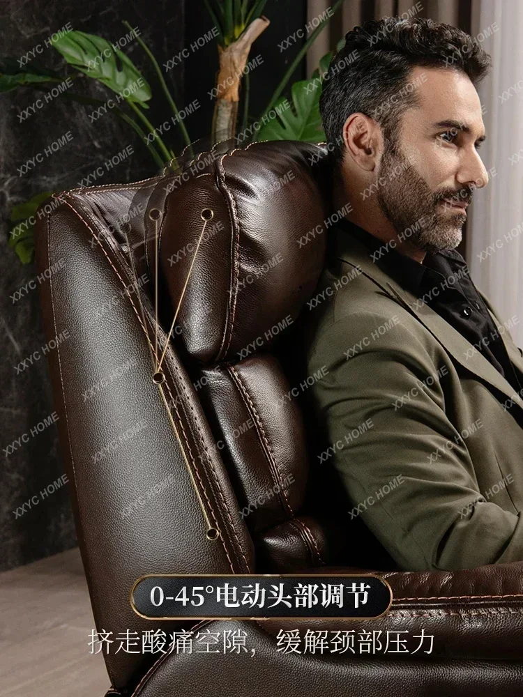 

C 、11 Electric Functional Sofa First Layer ，Cowhide Business Comfortable Boss。 Office Armchair。