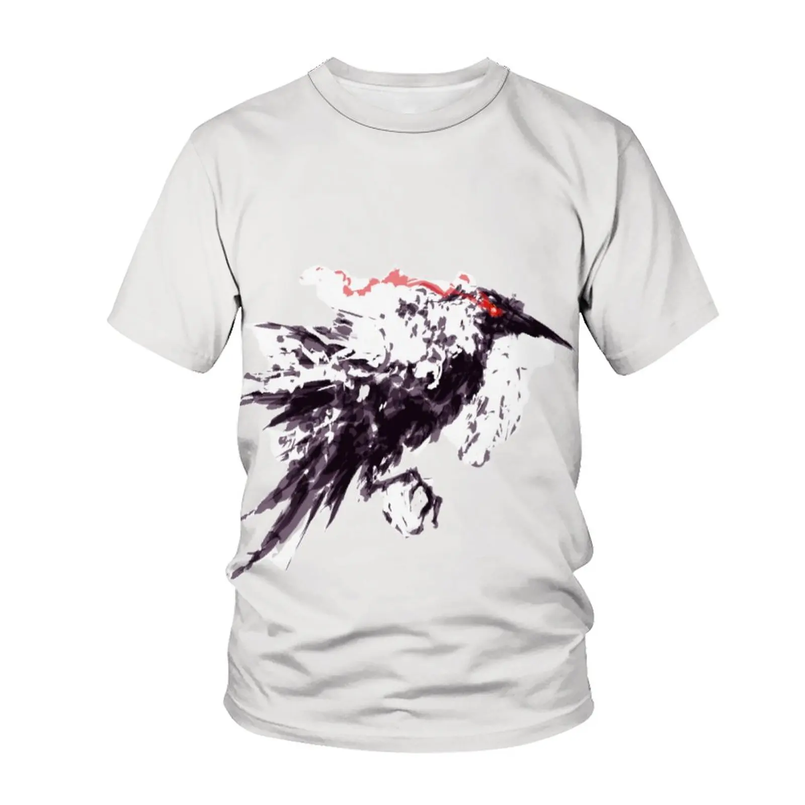 Crow Printed 3D T-shirt Animal Raven Bird  Harajuku Streetwear Oversized Tops Men Women Summer Fashion Casual Short Sleeve