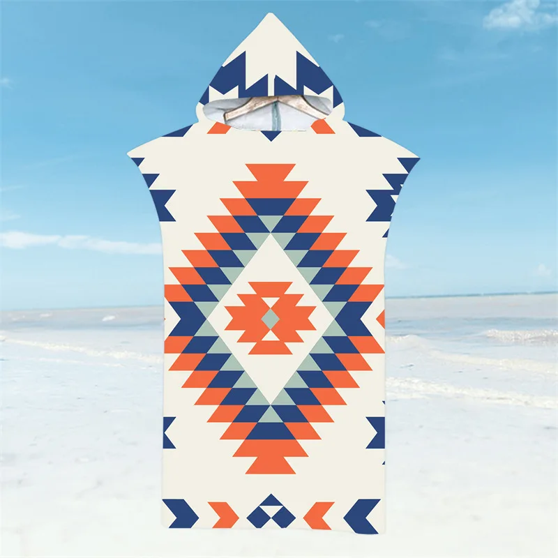 

Халат в этническом стиле, пляжное полотенце, быстросохнущие банные полотенца в волнистую полоску, легкий плащ с капюшоном, серфинг для плавания, для взрослых, женщин и мужчин, пончо
