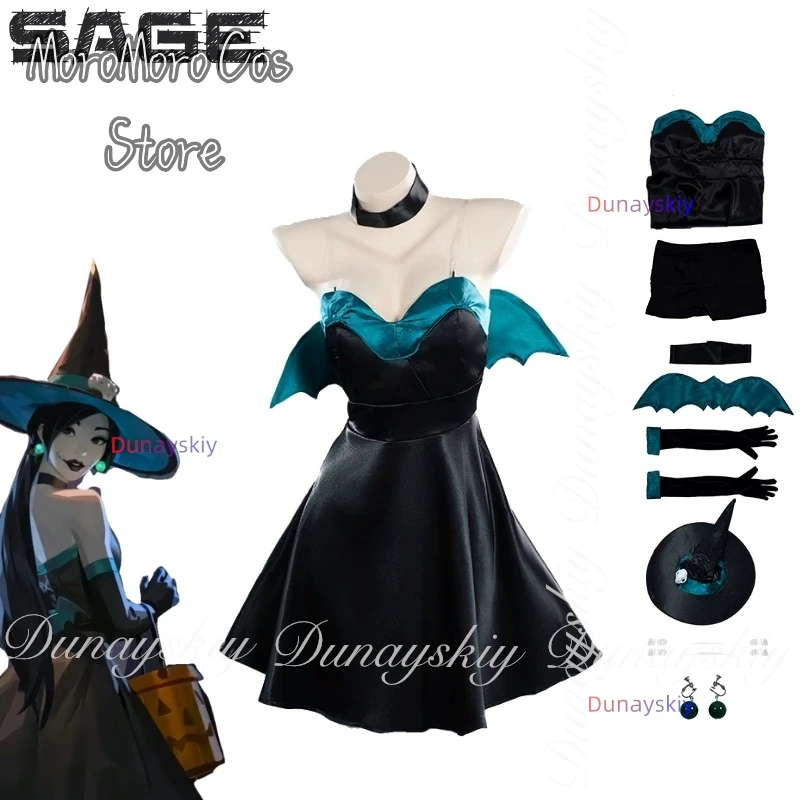 VALORANT Game Sage Cosplay Las Sentinelas Con La Peluca Larga Con La Pequeña Bruja Look Set Helloween Cosplay Ü Lleno De Traje