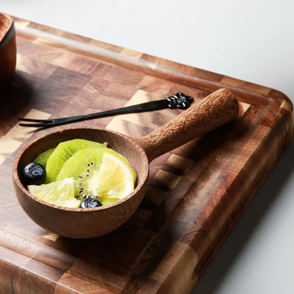 Ramen tigela concha de água de madeira sais de banho tomar colher multifuncional criança entalhada servindo colheres utensílios de mesa