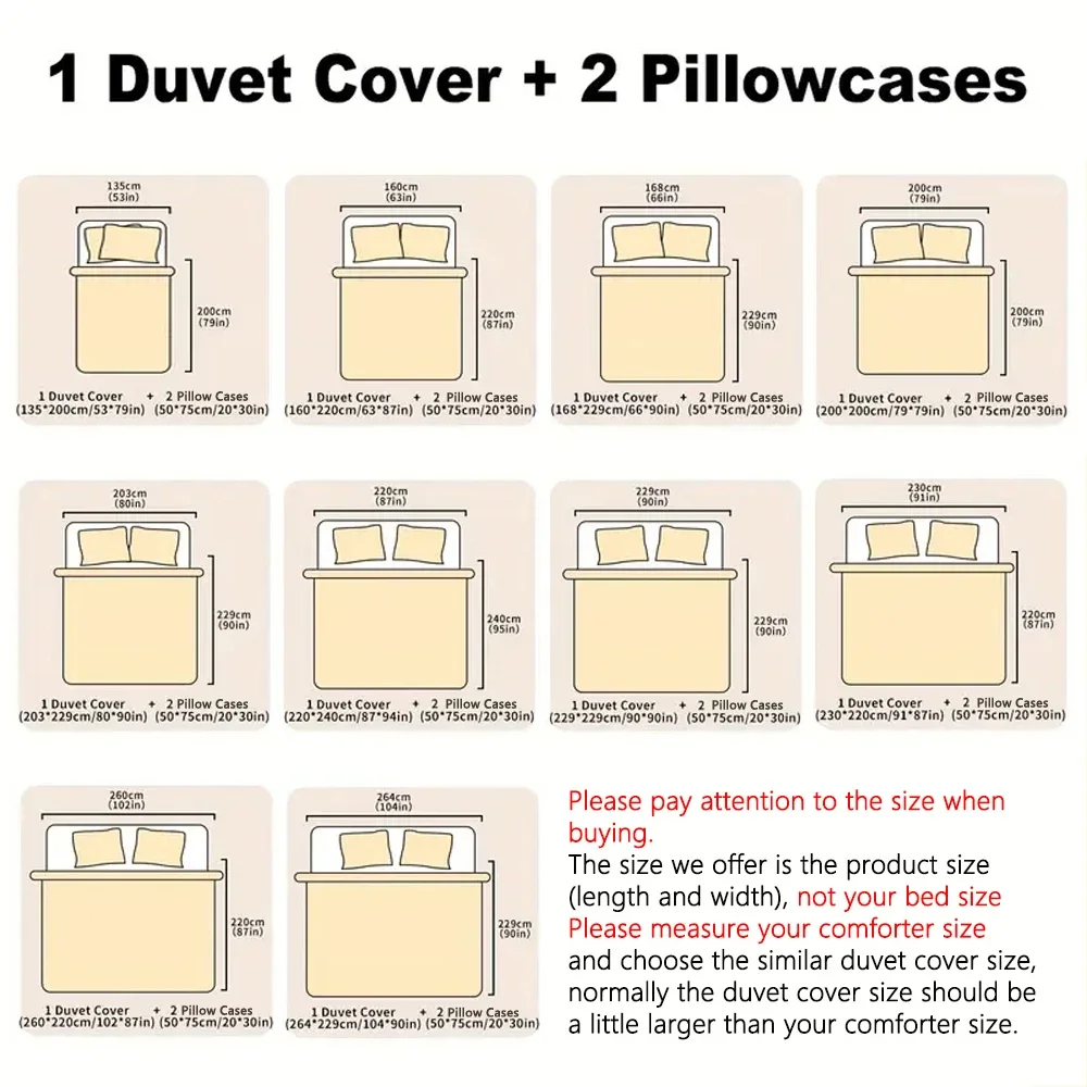 3pcs Apricot Flowers Printed Quilt Set- Includes 1 Quilt Cover and 2 Pillow Cover (without Filler)