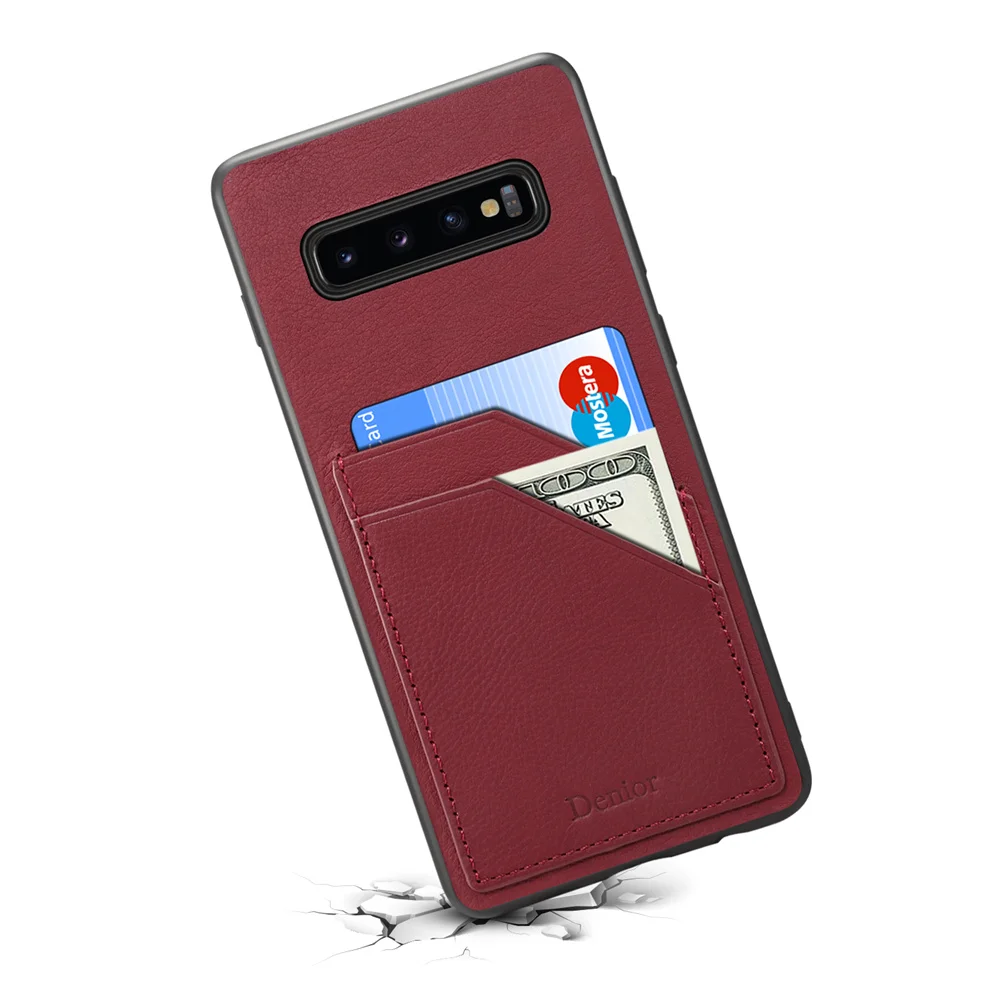 S10 Luxury Top Layer Cowhide Genuine Leather Case for Samsung Galaxy Note 9 S10 Plus Rugged Soft Edge Card Holder Defender Cover