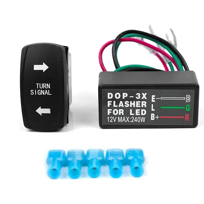 범용 3 선 플래시 컨트롤러, 방향 지시등 스위치 포함, LED 조명 점멸 릴레이, 보트 트럭 자동차 ATV UTV용, 12V