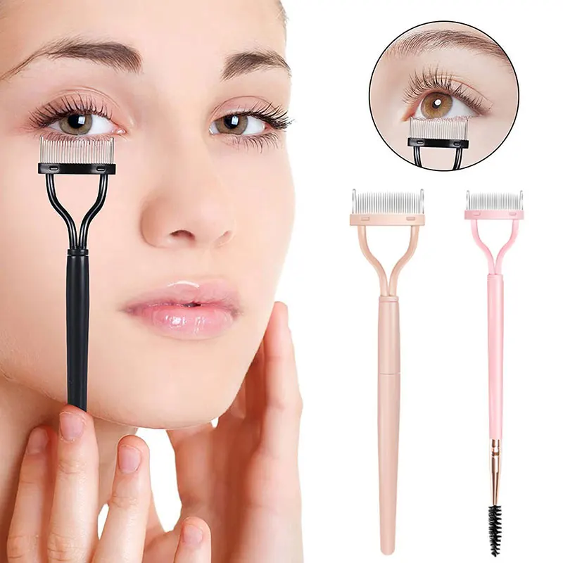 Foldable Eyelash Brush Comb Mascara Curl Lashes Separator Metal Stainless Teeth Straight Lash Curler Beauty Makeup Tool