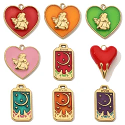 3pcs/Lot French Retro Heart Moon Stainless Steel Necklace Pendant Women Enamel Angel Bracelet Diy Charms Wholesale Love Jewelry