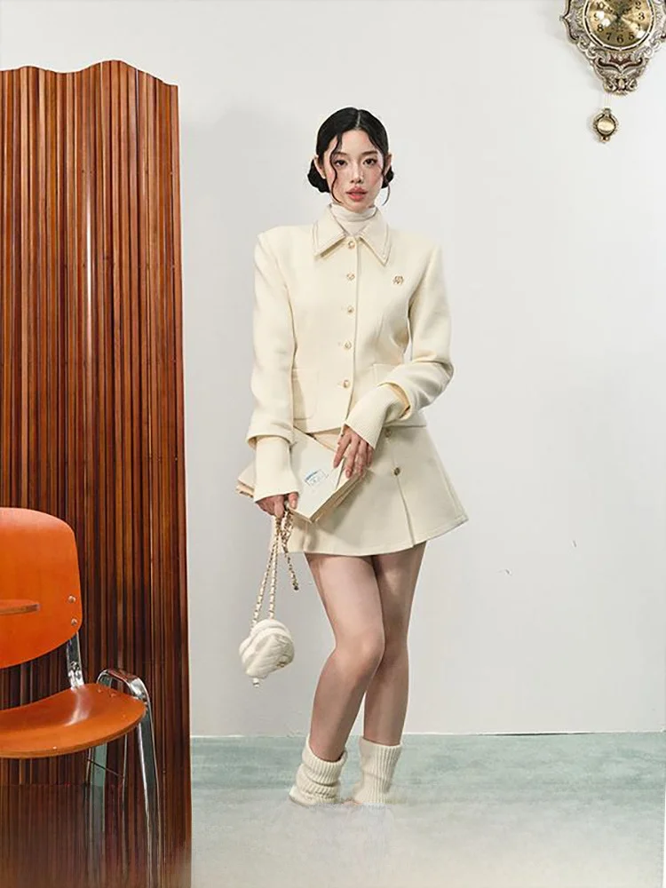 

Ele Cute Two-Piece Set Outerwear Skirt Women's Autumn Faionable Slim Fit Polyester Viscose Nylon Blend Long Sve