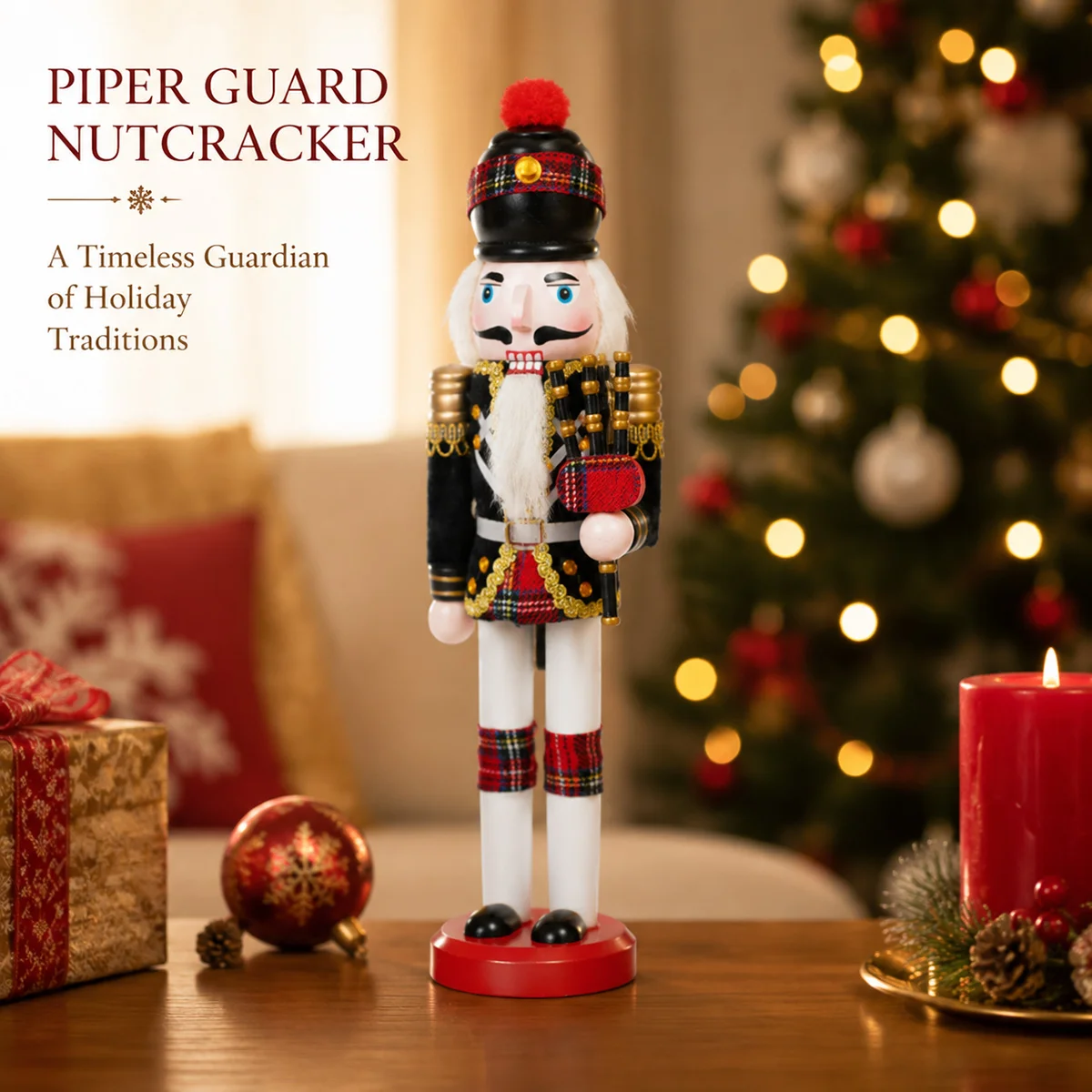 30cm Holz-Nussknacker-Soldatenfigur Weihnachts-Nussknacker-Puppe Handwerkskunst Feiertagsdekoration für Zuhause Holzornament – Detail 1