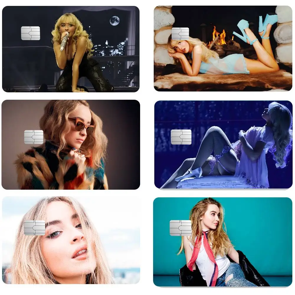 Singer Sabrina Carpenter Anime Cartoon 1 Set Of 4 Pcs Sticker Film Skin For Credit Card Debit Bank Bus Card