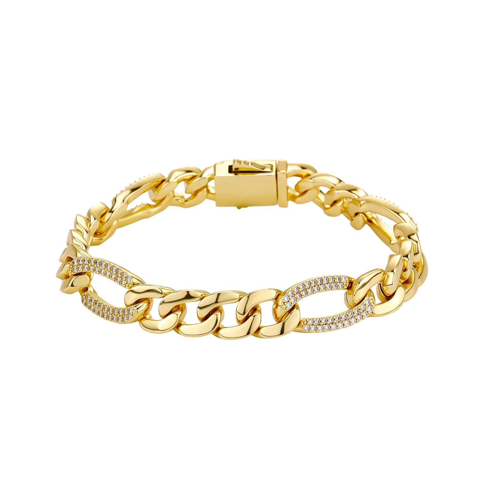 

18K Gold Plated Cuban Link Bracelet Inlaid 5A Zircon, Hip Hop Chain for Men, Personalized Trendy Light Luxury Exquisite Jewelry