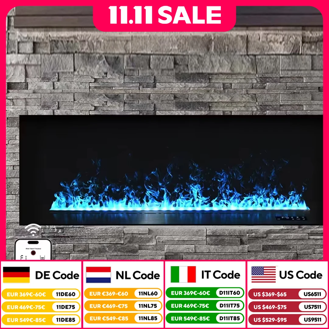 ตู้วางทีวีในร่มโมเดิร์นฝังเงียบน้ำ Mist ไฟฟ้าน้ำเตาผิงห้องนั่งเล่น Humidifier รีโมทคอนโทรล RGB Multi-สีจำลองเปลวไฟ 3D Atomization เตาผิง