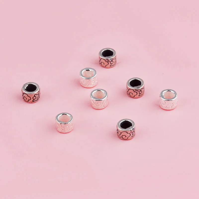 S925 pure silver mini round cloud-patterned pendant bracelet DIY stringing accessory