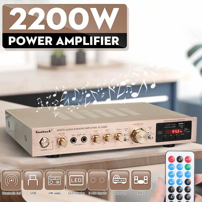 110/220 V SUNBUCK AV-628/298BT Soundverstärker Bluetooth 5.0 Heimkino Audio Power Amplify Unterstützung FM USB mit Fernbedienung – Detail 11