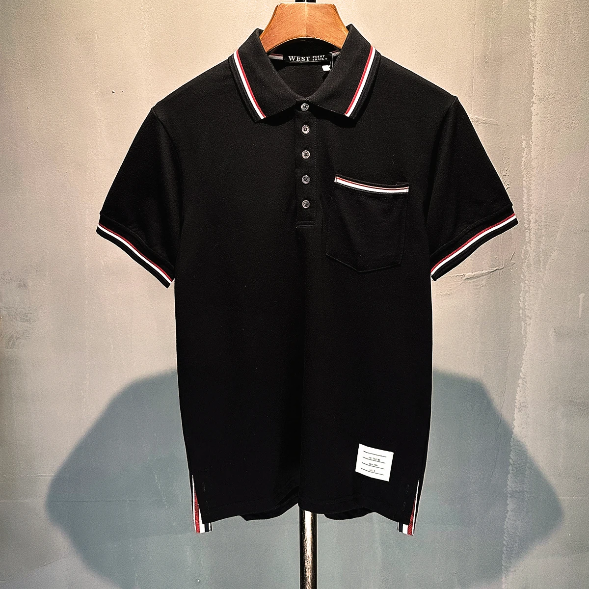 

New Trendy Brand Men's Clothing Color Blo Pique Cotton Casual Versatile ort Sve irt T-irt Trendy Ins Striped ...
